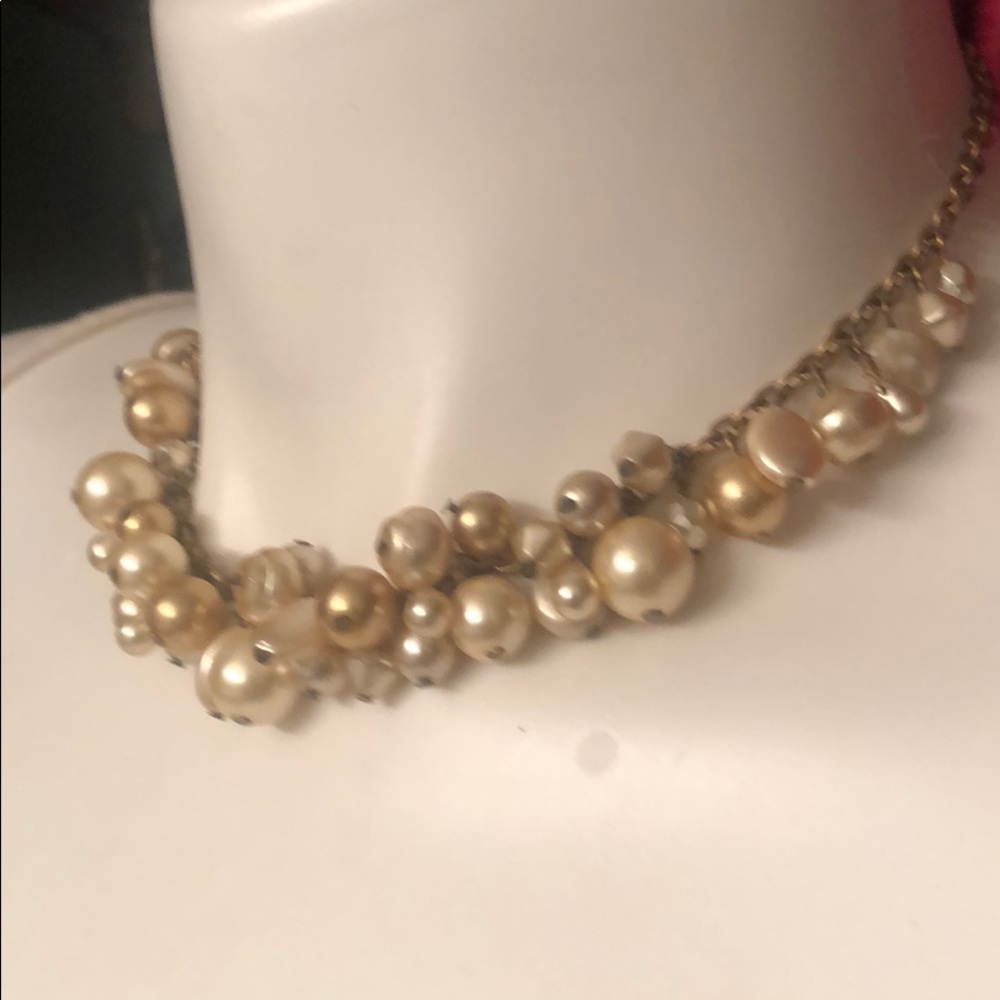 White And Tan Pearl Choker Necklace